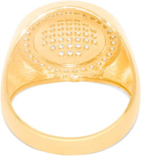 Load image into Gallery viewer, 10k Yellow Gold 17.1mm Pave CZ Circle Signet Ring, Sizes 4-12