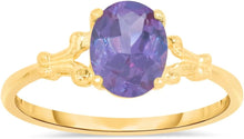 Load image into Gallery viewer, 10k Yellow Gold 8mm Birthstone Oval Gemstone Ring, Size 4-8