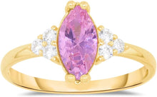 Load image into Gallery viewer, 10k Yellow Gold 10.8mm Birthstone Marquise Gemstone CZ Ring, Size 4-10