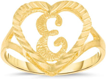 Load image into Gallery viewer, 10k Yellow Gold 15mm Heart Shape Letters A-Z Initial Ring Size 4-9