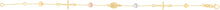 Load image into Gallery viewer, 14k Tri-Color Gold Virgin Mary, Cross & Cube Charm Link Bracelet, Adjustable 7" - 7.5 Inch