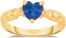 Load image into Gallery viewer, 10k Yellow Gold 6.5mm Birthstone Gemstone Heart XOXO Ring, Size 4-10