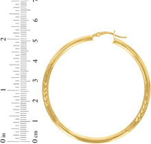 Load image into Gallery viewer, 10k Yellow Gold 3mm High Polish and Satin Finish Round Tube Hoop Earrings