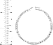 Load image into Gallery viewer, 10k White Gold 4mm High Polish and Satin Finish Round Tube Hoop Earrings