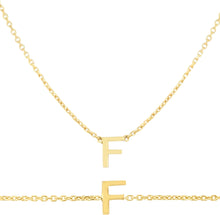 Load image into Gallery viewer, 14k Yellow Gold 0.2" Mini Alphabet Letter A - Z Initial Charm Pendant with Extendable Adjustable Chain Necklace & Bracelet Set