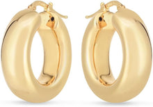 Load image into Gallery viewer, 14k Yellow Gold 27mm Medium Puffy Hoop Earrings