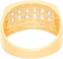 Load image into Gallery viewer, 10k Yellow Gold 12.3mm Double-Row Pave CZ Rectangle Signet Ring, Sizes 4-13