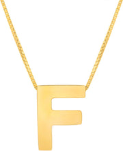 Load image into Gallery viewer, 14k Yellow Gold 0.4" Block Alphabet Letter A - Z Initial Charm Pendant with Extendable Adjustable Chain Necklace