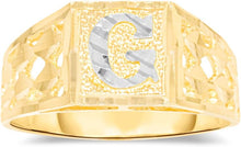 Load image into Gallery viewer, 10k Yellow Gold Two-Tone 8mm Square A-Z Initial Letter Ring