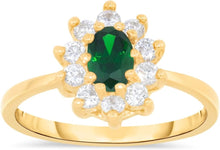 Load image into Gallery viewer, 10k Yellow Gold 11.5mm Birthstone Oval Gemstone CZ Ring, Size 4-10