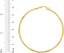 Load image into Gallery viewer, 10k Yellow Gold 2mm High Polish and Satin Finish Round Tube Hoop Earrings