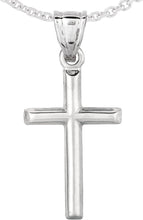 Load image into Gallery viewer, 14k Yellow Gold or White Gold 0.8" Classic Cross Charm Pendant with optional Adjustable Chain Necklace