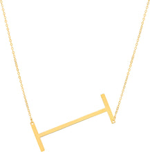 Load image into Gallery viewer, 14k Yellow Gold 1.5" Extra Large Angled Alphabet Letter A - Z Initial Charm Pendant with Chain Necklace