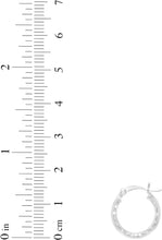 Load image into Gallery viewer, 10k White Gold 2mm Diamond Cut Round Tube Hoop Earrings