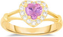 Load image into Gallery viewer, 10k Yellow Gold 9mm Birthstone Gemstone Heart CZ Ring, Size 4-10
