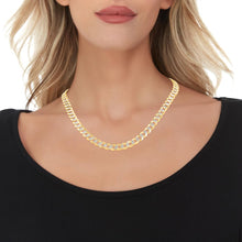 Load image into Gallery viewer, 14k Yellow Gold and White Gold 8.2mm Solid Two-Tone Pave Curb Cuban Chain Necklace
