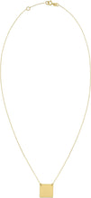 Load image into Gallery viewer, 14k Yellow Gold Mirror Square Bar Custom Engraveable Charm Pendant Adjustable Chain Necklace, 16 Inch-18" (3 characters max)