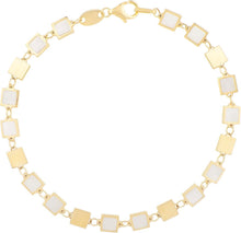 Load image into Gallery viewer, 14k Yellow Gold 5mm Mother Of Pearl Mirror Square Cube Link Bracelet, 7.25 Inch