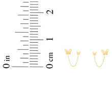 Load image into Gallery viewer, 14k Yellow Gold 6.7mm Duo Butterfly Chain Earrings