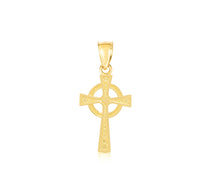 Load image into Gallery viewer, 10k Yellow Gold Celtic Diamond Cut Cross Religious Pendant