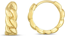 Load image into Gallery viewer, 14k Yellow Gold 9.9mm Polished Thick Curb Chain Huggie Hoop Earrings