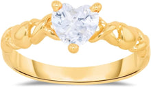 Load image into Gallery viewer, 10k Yellow Gold 6.5mm Birthstone Gemstone Heart XOXO Ring, Size 4-10