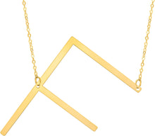 Load image into Gallery viewer, 14k Yellow Gold 1.5" Extra Large Angled Alphabet Letter A - Z Initial Charm Pendant with Chain Necklace