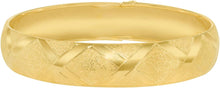 Load image into Gallery viewer, 10k Yellow Gold 12mm Classic Satin Finish Textured Flex Bangle Bracelet