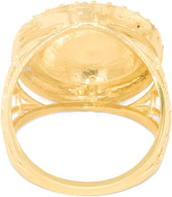 Load image into Gallery viewer, 10k Yellow Gold 20.6mm Two-Tone Globe CZ Ring, Sizes 6-13