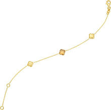 Load image into Gallery viewer, 14k Yellow Gold Natural Amethyst Gemstone Clover Charm Bracelet, Adjustable 6.25 Inch-7.25"