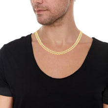 Load image into Gallery viewer, 10k Yellow Gold and White Gold 7mm Solid Two-Tone Curb Cuban Chain Necklace