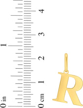 Load image into Gallery viewer, 14k Yellow Gold 0.9" Alphabet Letter A - Z Initial Charm Pendant with optional Extendable Adjustable Chain Necklace