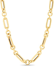 Load image into Gallery viewer, 14k Yellow Gold 8mm Lite Paperclip Figaro with Round Link Chain Necklace 18 Inch