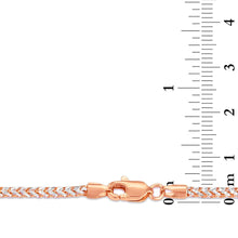 Load image into Gallery viewer, 10k Yellow Gold or Rose Gold 2.5mm Solid Iced White Gold Pave Round Franco Chain Necklace