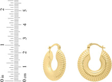 Load image into Gallery viewer, 14k Yellow Gold 26.5mm Round Ribbed Hoop Earrings