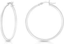 Load image into Gallery viewer, 10k White Gold 7mm x 2mm High Polish Round Tube Hoop Earrings