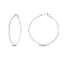 Load image into Gallery viewer, 14k White Gold 2mm x 15mm High Polish Round Tube Hoop Earrings