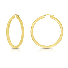 Load image into Gallery viewer, 14k Yellow Gold 4mm x 25mm High Polish Round Tube Hoop Earrings