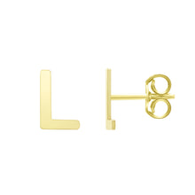 Load image into Gallery viewer, 14k Yellow Gold 6.5mm High Polish Initial-L Stud Earrings
