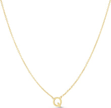 Load image into Gallery viewer, 14k Yellow Gold 0.2" Mini Alphabet Letter A - Z Initial Charm Pendant with Extendable Adjustable Chain Necklace