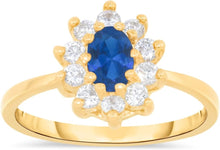Load image into Gallery viewer, 10k Yellow Gold 11.5mm Birthstone Oval Gemstone CZ Ring, Size 4-10
