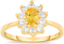 Load image into Gallery viewer, 10k Yellow Gold 11.5mm Birthstone Oval Gemstone CZ Ring, Size 4-10