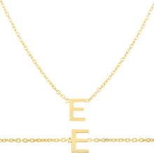 Load image into Gallery viewer, 14k Yellow Gold 0.2" Mini Alphabet Letter A - Z Initial Charm Pendant with Extendable Adjustable Chain Necklace & Bracelet Set