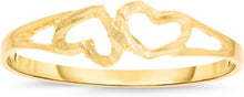 Load image into Gallery viewer, 10k Yellow Gold 4.5mm Thin Double Hearts Filigree Ring