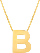 Load image into Gallery viewer, 14k Yellow Gold 0.4" Block Alphabet Letter A - Z Initial Charm Pendant with Extendable Adjustable Chain Necklace