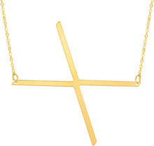 Load image into Gallery viewer, 14k Yellow Gold 1.5" Extra Large Angled Alphabet Letter A - Z Initial Charm Pendant with Chain Necklace