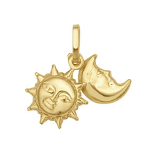 Load image into Gallery viewer, 14k Yellow Gold 19.3mm Polished Sun & Moon with Optional Chain Pendant Charm