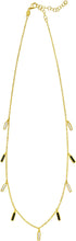 Load image into Gallery viewer, 14k Yellow Gold Cable Chain Gemstone Inlay Station Necklace, 18 Inch with 2" Extender