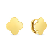 Load image into Gallery viewer, 14k Yellow Gold 11mm High Polish Four Leaf Clover Earrings