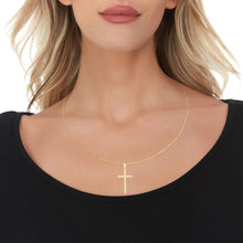 Load image into Gallery viewer, 10k Yellow Gold CZ Cross Religious Pendant